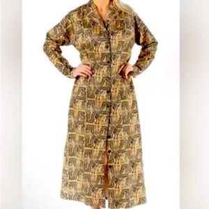 PERUVIAN CONNECTION TRIBAL PRINT LONG SLEEVE SHIRT MAXI DRESS SIZE 12 or MEDIUM